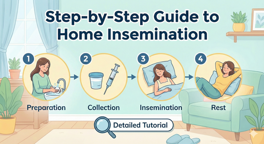 Step-by-step guide for at-home insemination kit with illustrations of each process.