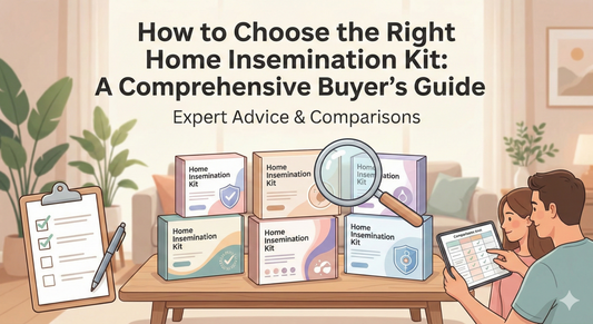 Couple reviews home insemination kit comparison guide with kits, checklist, magnifying glass
